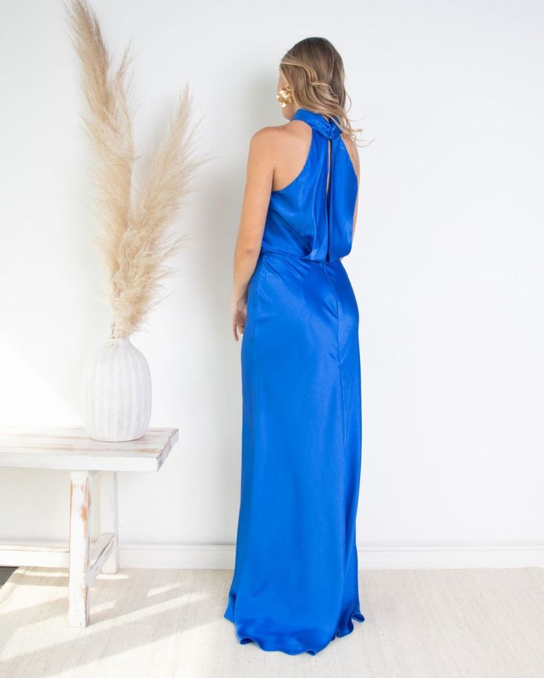 Vestido Largo de Fiesta Sofía Halter Azul Royal-1