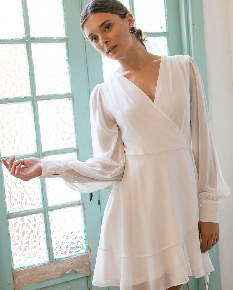 VESTIDO DE NOVIA CORTO JACINTA MANGA LARGA IVORY-0