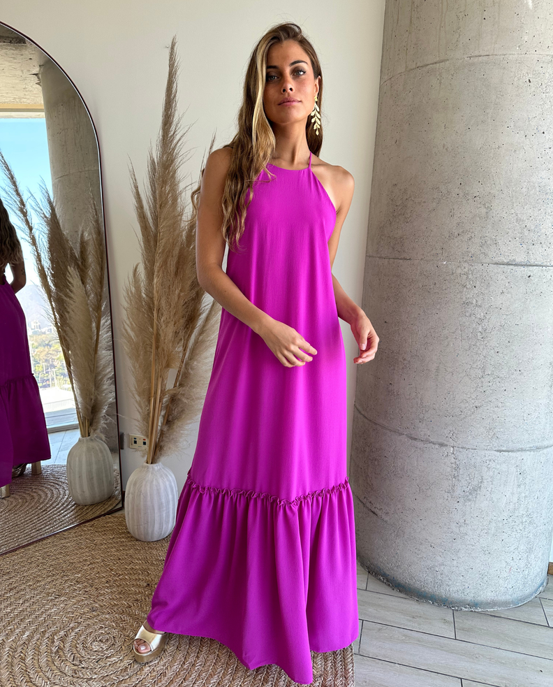 Vestido de fiesta largo Ale  fucsia-0