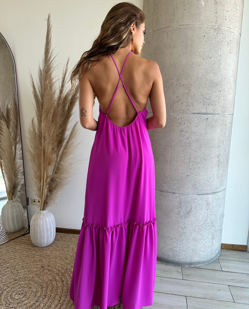 Vestido de fiesta largo Ale  fucsia-1