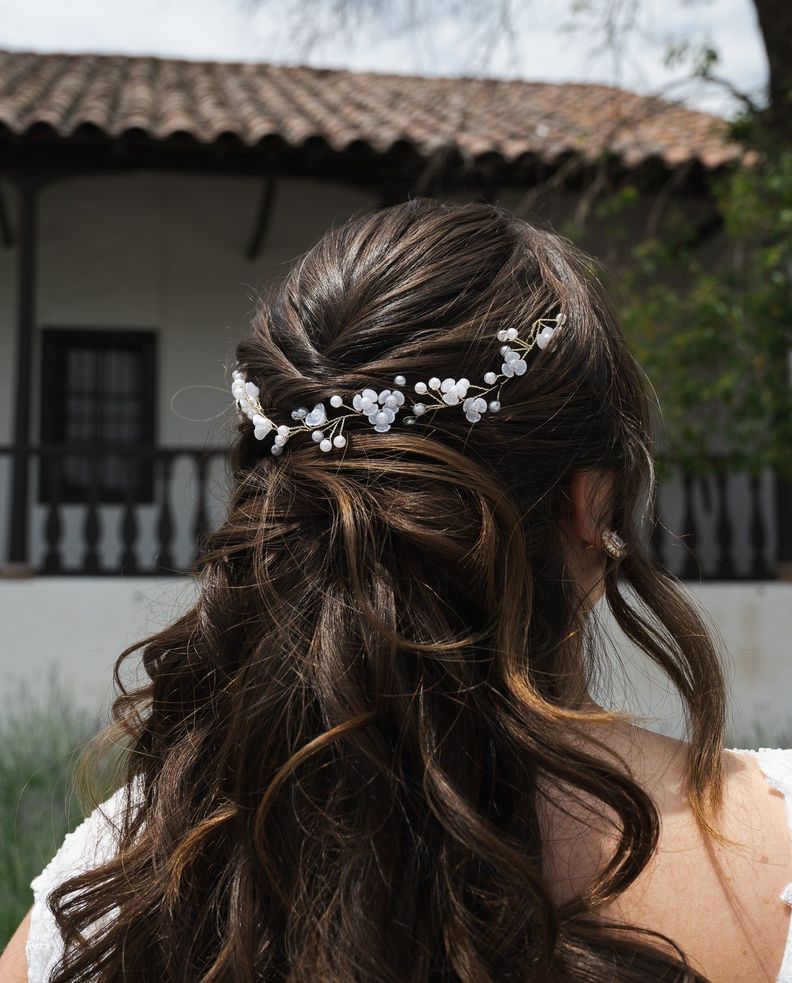 tocado de novia olivia con bordes plata dorado-0