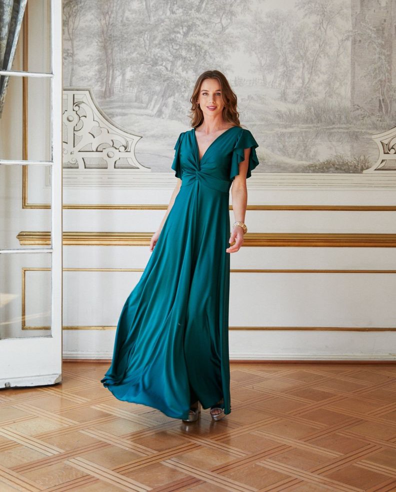 Vestido Largo de Fiesta Vane Verde Oscuro