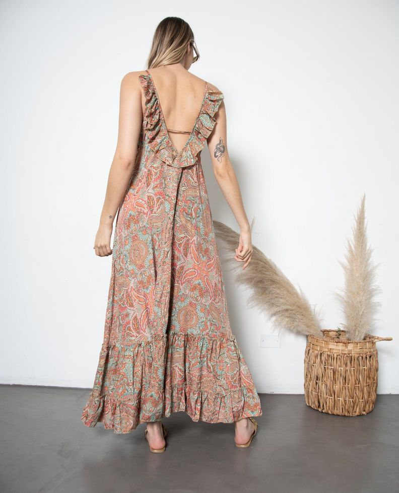 Vestido de fiesta largo Raga fucsia turquesa talla única-1