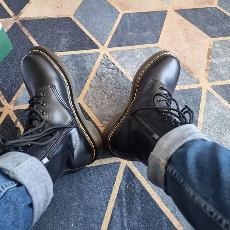 Botines Dr. Martens Smooth Cuero Mid Calf Hombre Negras-5