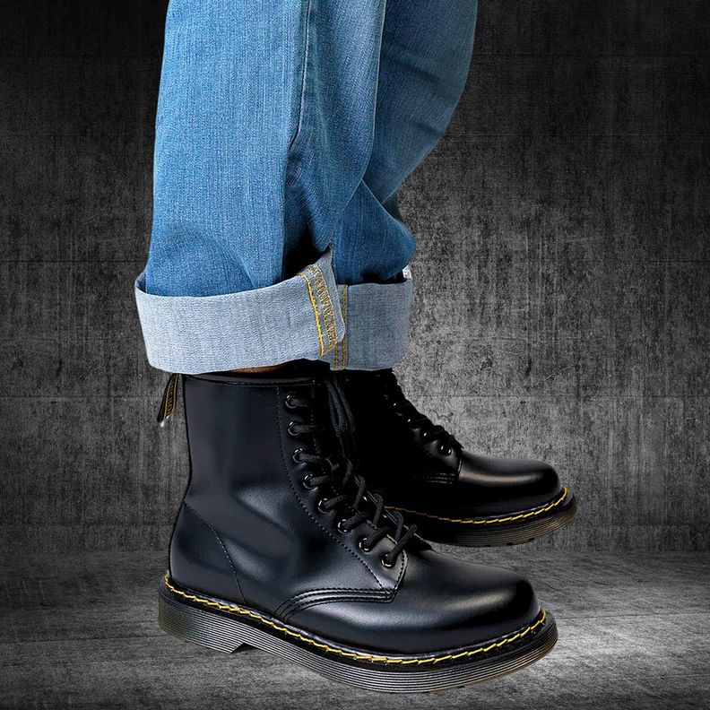 Botines Dr. Martens Smooth Cuero Mid Calf Hombre Negras-7