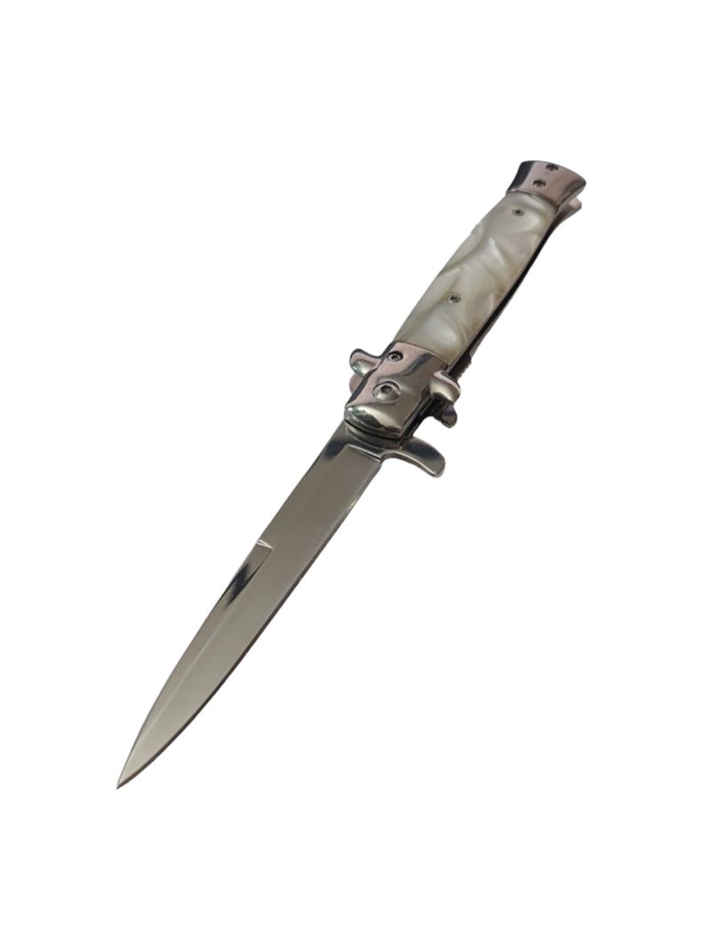 Navaja Estiletto White Nacar Italian 22cms Manual Ar03-2