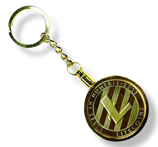 LLAVERO LITECOIN GOLD  EXCLUSIVO ALTA CALIDAD DE LUJO. AJ50 Dorado