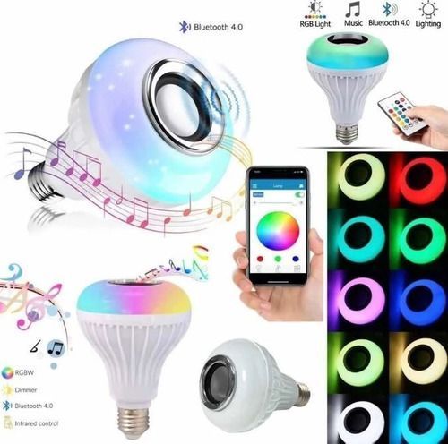 AMPOLLETA LED 12W.CON PARLANTE BLUETOOTH CONTROL REMOTO AA26-1