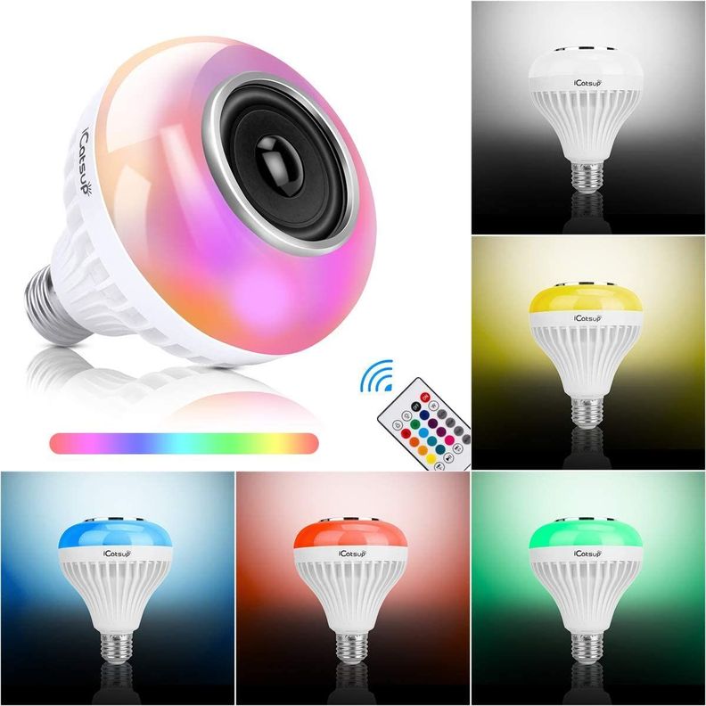 AMPOLLETA LED 12W.CON PARLANTE BLUETOOTH CONTROL REMOTO AA26-3