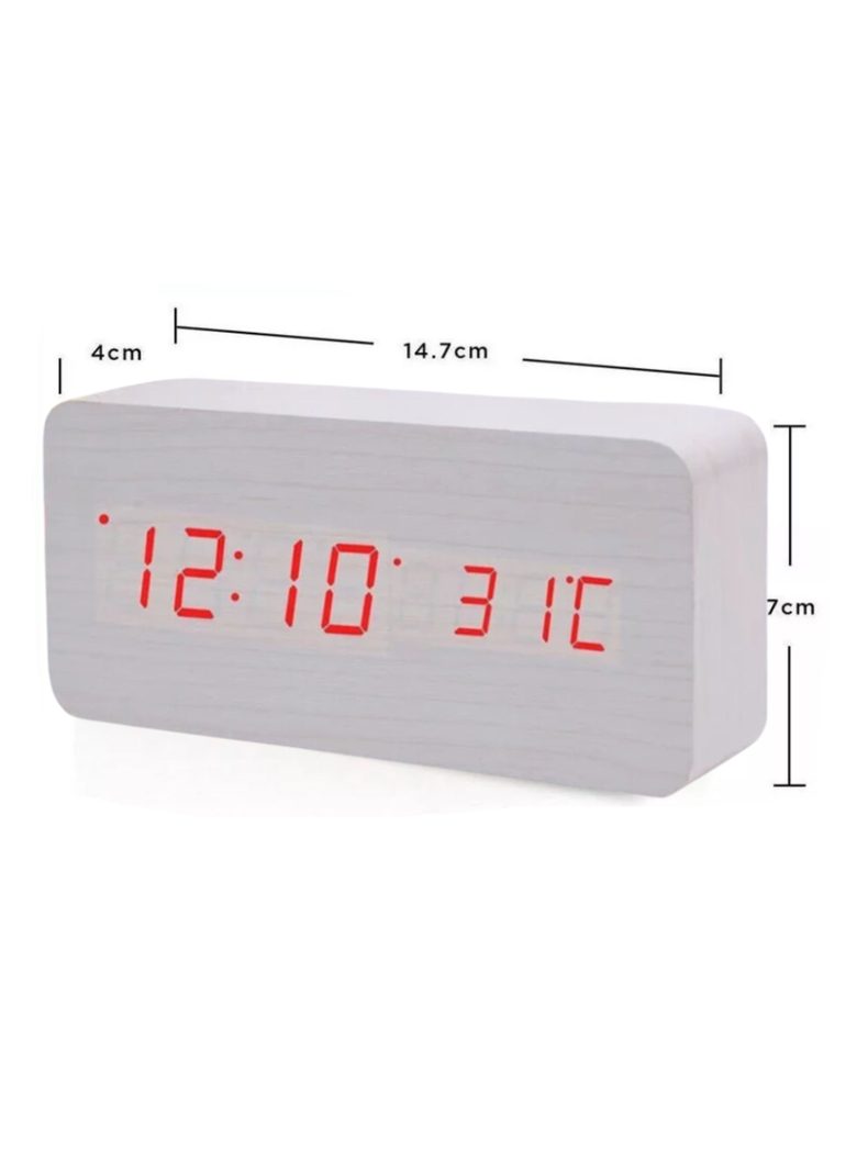 RELOJ DESPERTADOR DIGITAL MADERA LUZ LED AK82-1