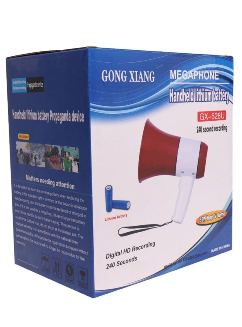 Megafono Inalambrico Portatil 35 watss marchas mitin venta ambulante Graba voz Aa19-5