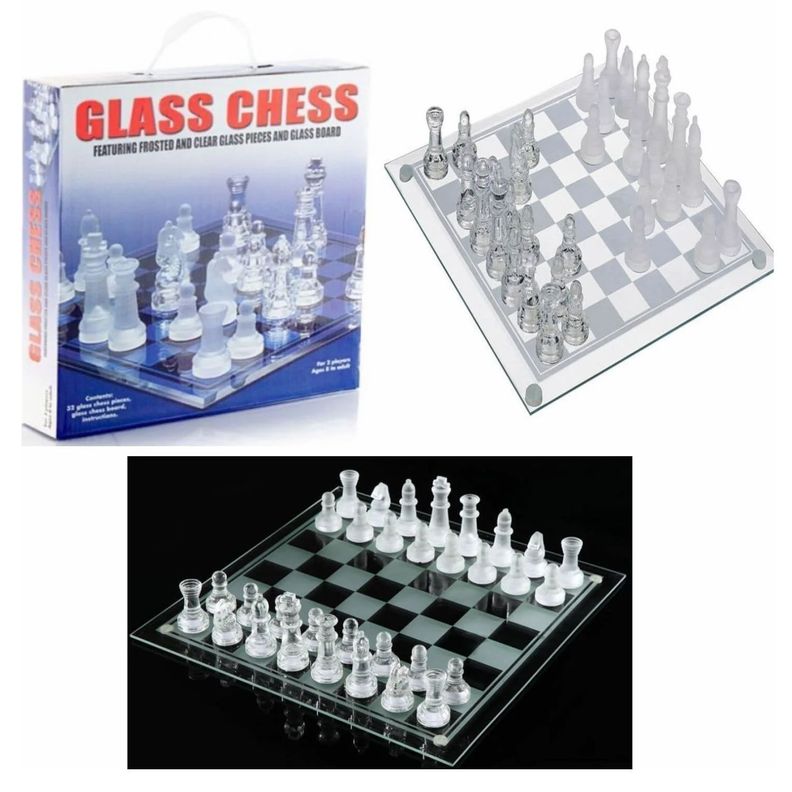 Ajedrez Cristal Grande 35X35 Cms Nuevo mx02-3
