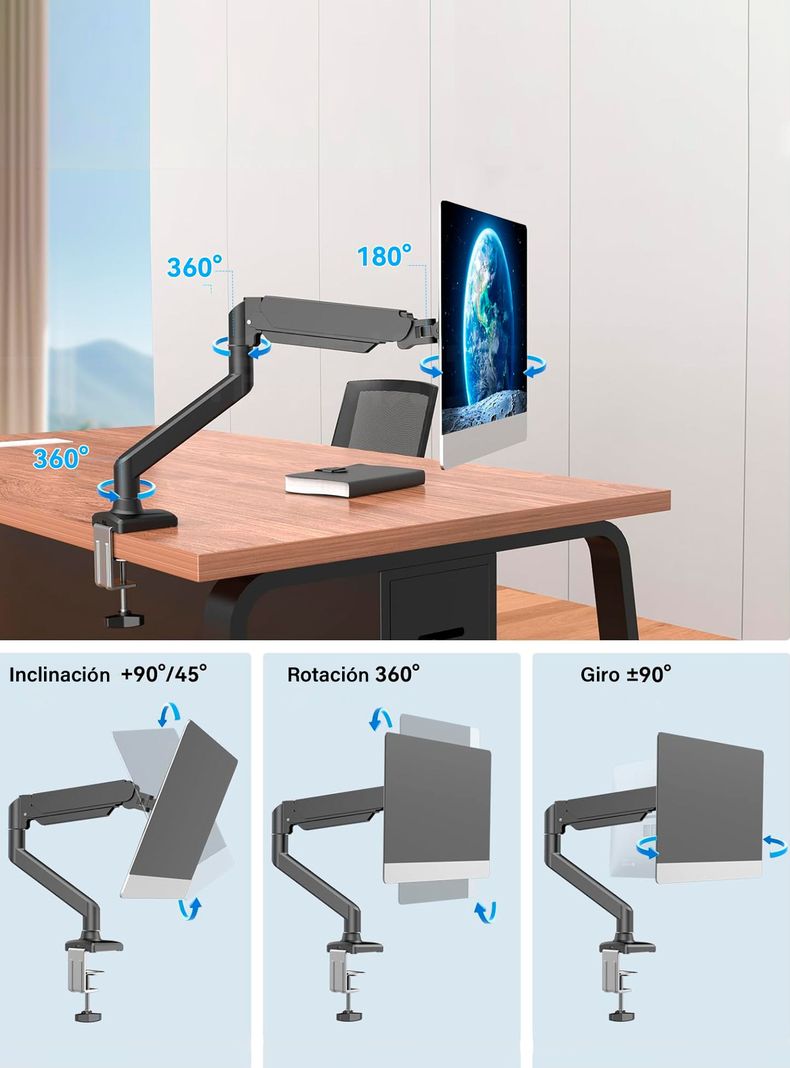 Soporte Monitor Escritorio Simple Negro-4