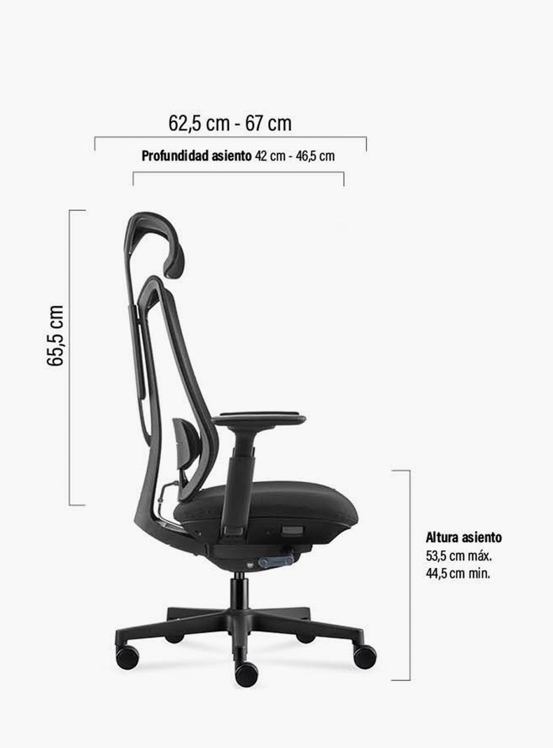 Silla Oficina Eve con cabecero Negro-6