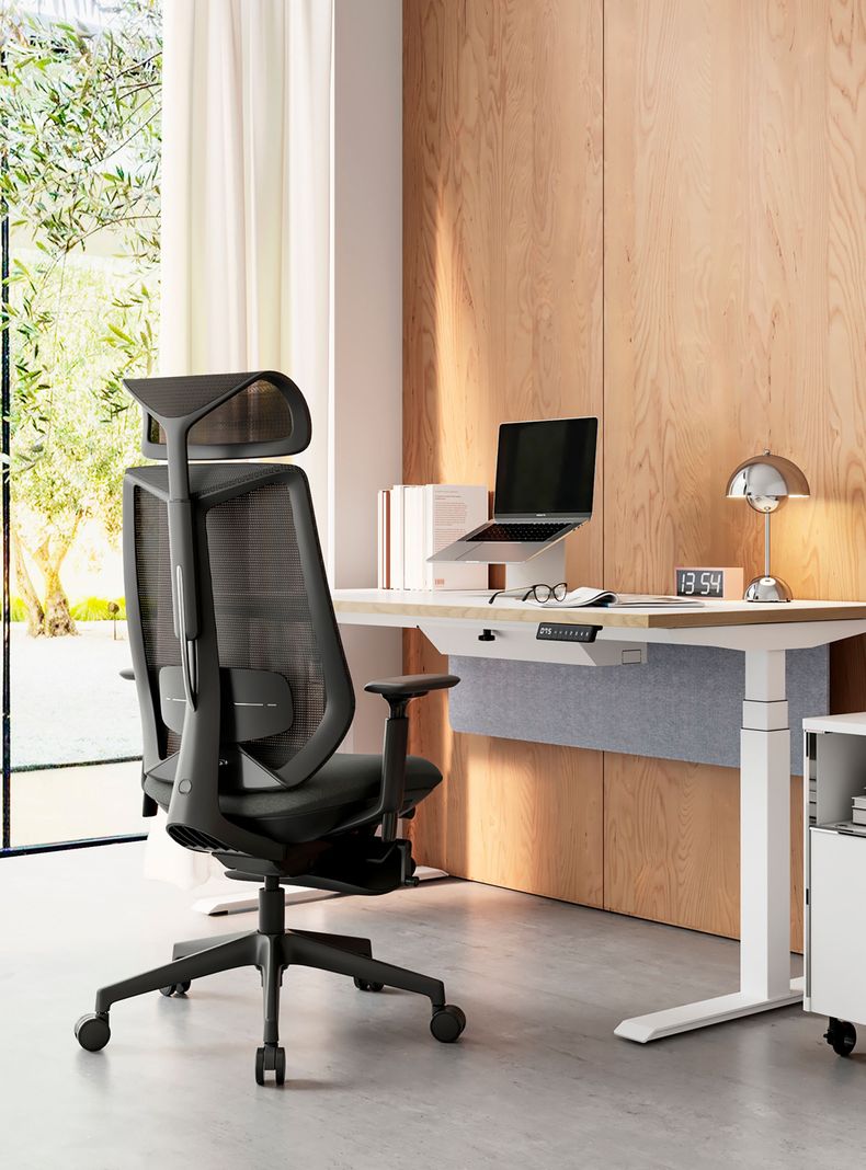 Silla Oficina Eve con cabecero Negro-8