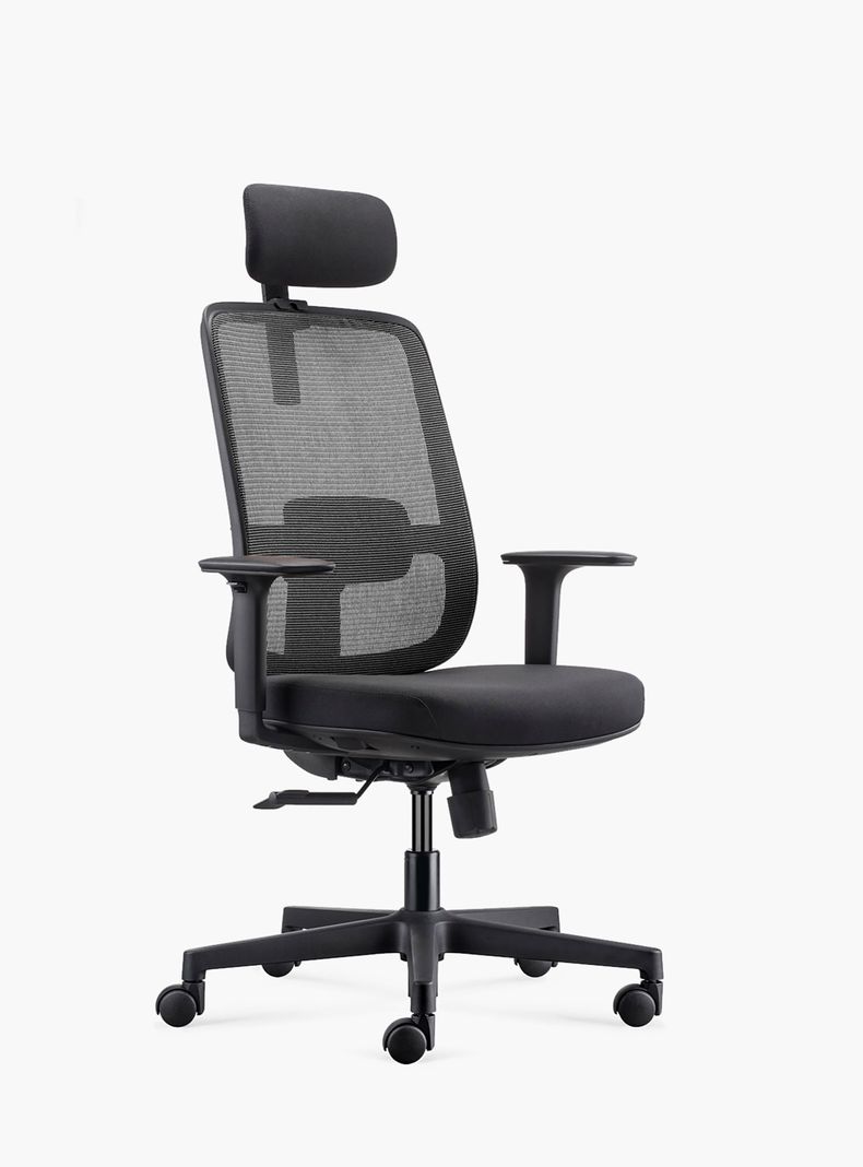 Silla Oficina Lotto con cabecero Negro-2