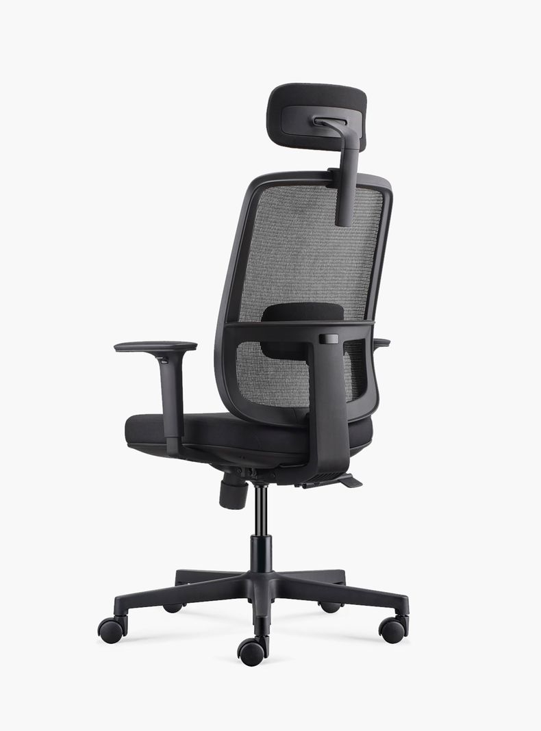 Silla Oficina Lotto con cabecero Negro-4