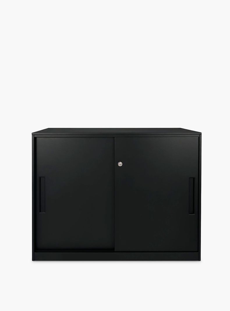 Gabinete Oficina Medio Metalico Con puertas Negro Gris