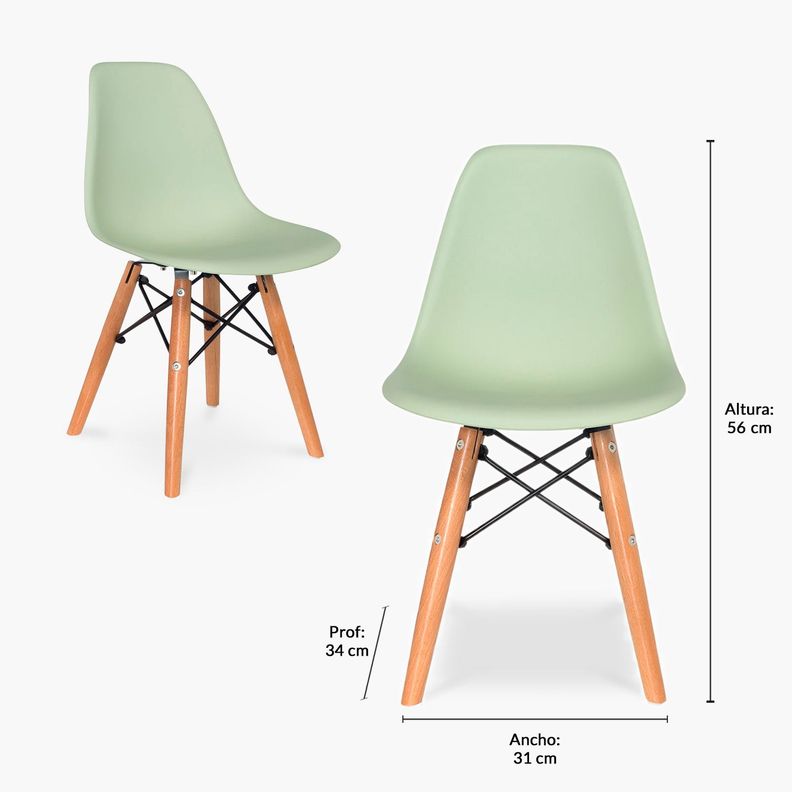 Pack Kids 1 Mesa 2 Sillas DSW Menta-2