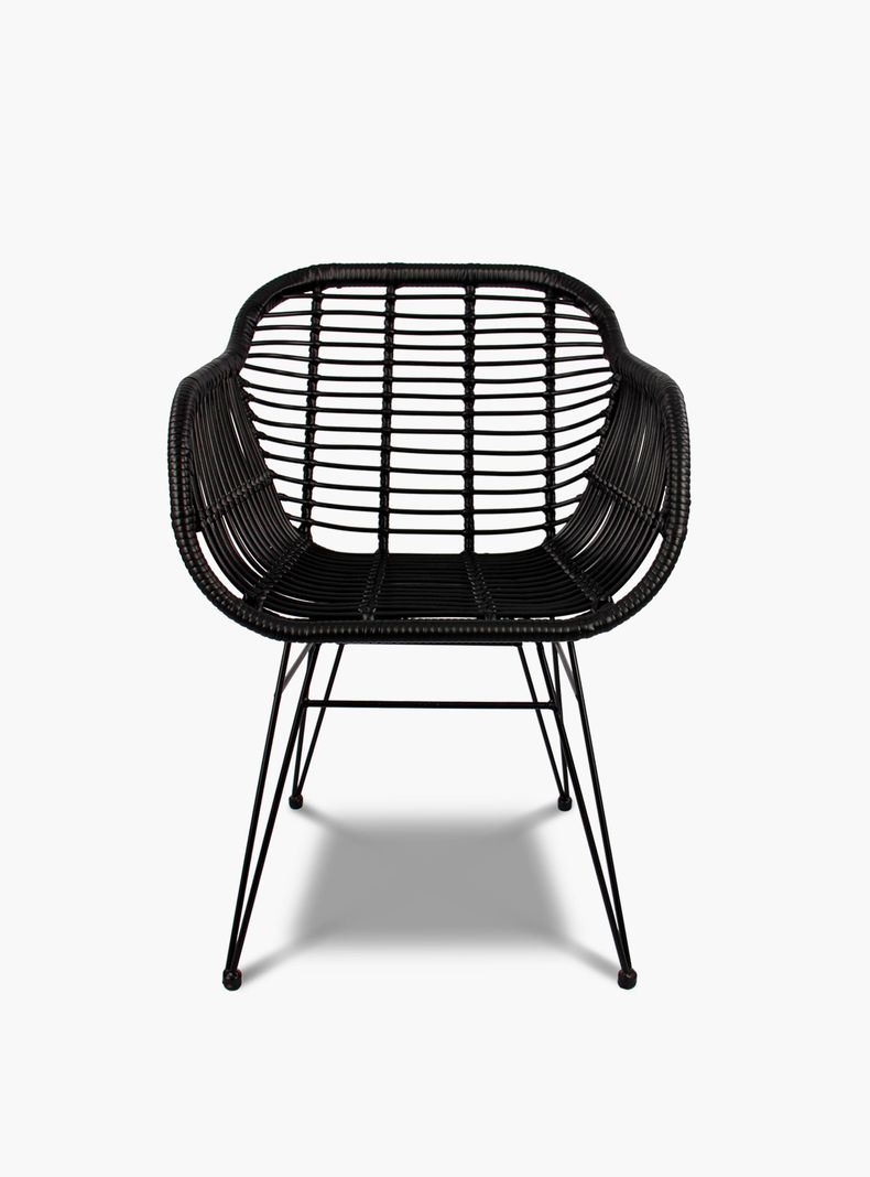 Silla Comedor c/brazo ratan sintetico Creta Negro-0