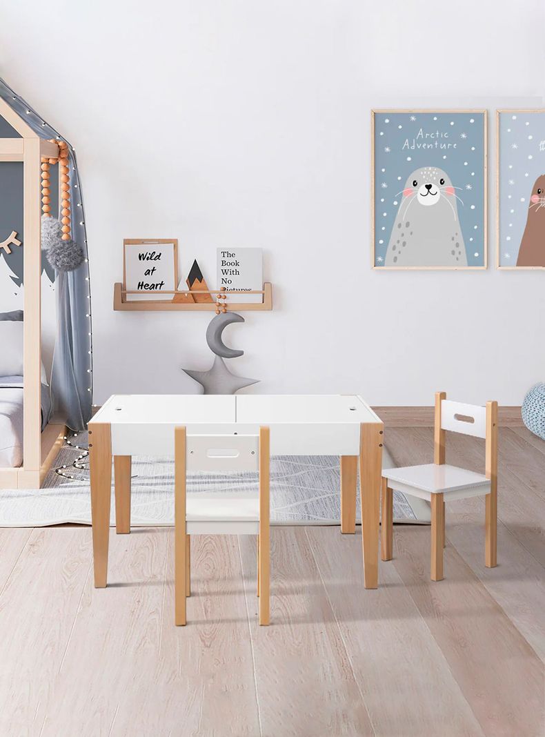 Pack Infantil 1 Mesa 2 sillas Santino Natura/Blanco-1