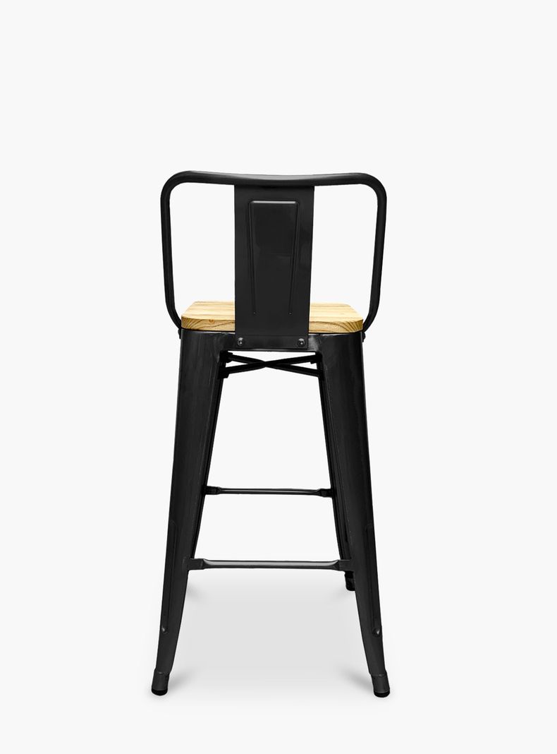 Taburete medio 66 Tolix madera c/ resp Negro-2