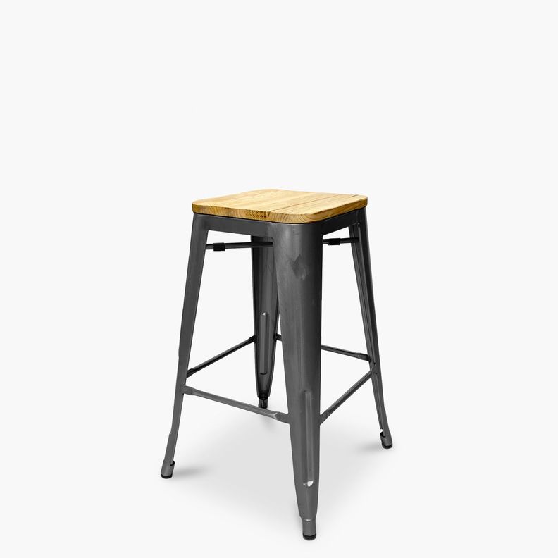 Pack 4 Tolix Taburetes 66 Madera Metal-2