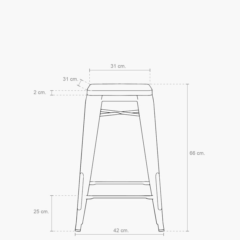 Pack 4 Tolix Taburetes 66 Madera Metal-3