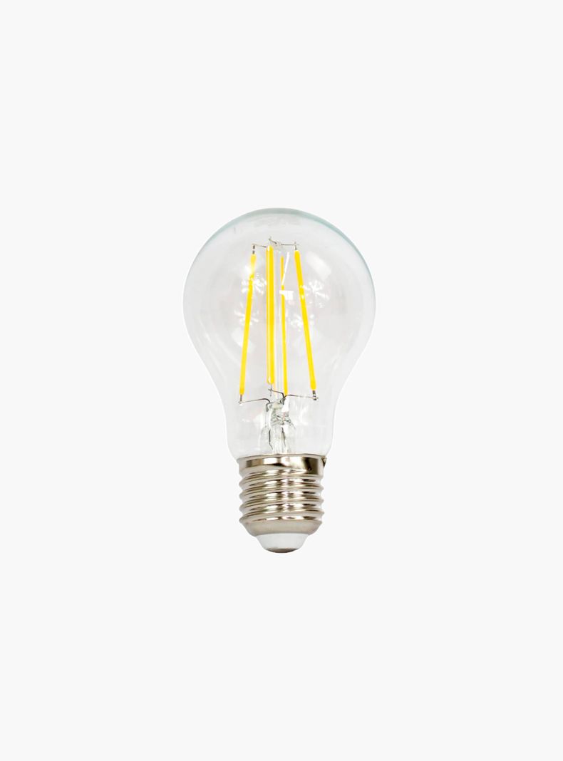 Ampolleta Led Clasica Filamento A60 Luz Calida (E27 8W) Transparente