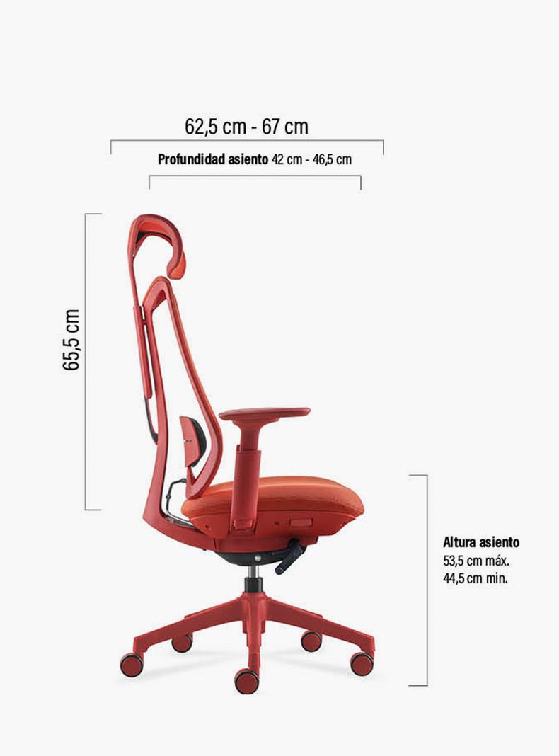 Silla Oficina Eve con cabecero Rojo-6