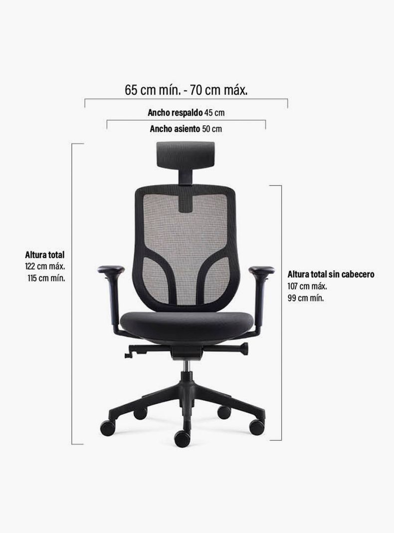 Silla Oficina Chic con cabecero Negro-6