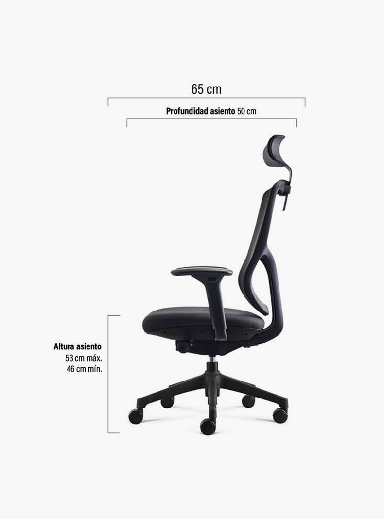 Silla Oficina Chic con cabecero Negro-7