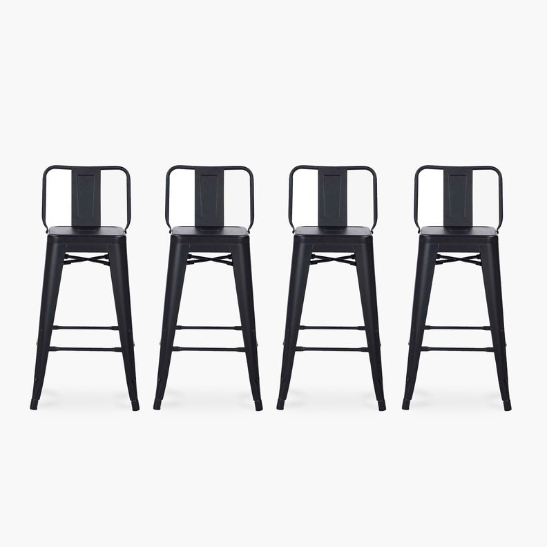 Pack 4 Tolix Taburetes c/resp 67 Metal Negro-0
