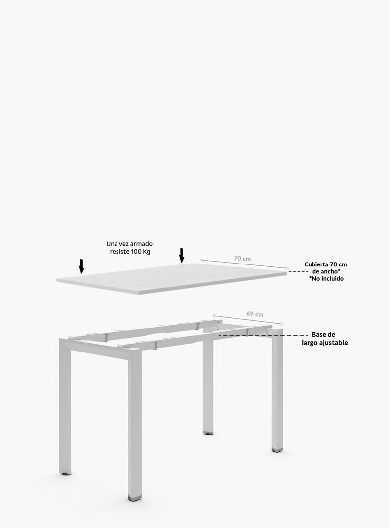 Base de Escritorio Neo Extensible 140 - 200 x 70 Blanco-1