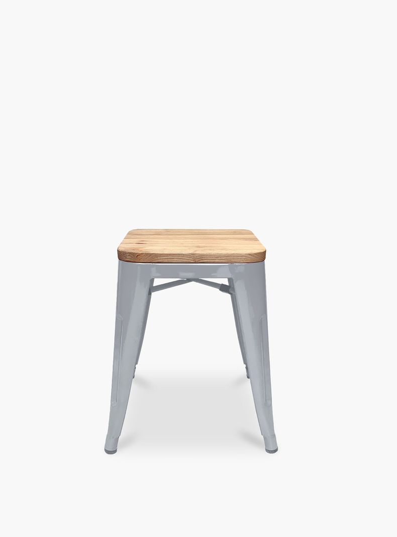 Piso Tolix Asiento Madera Metal Plata