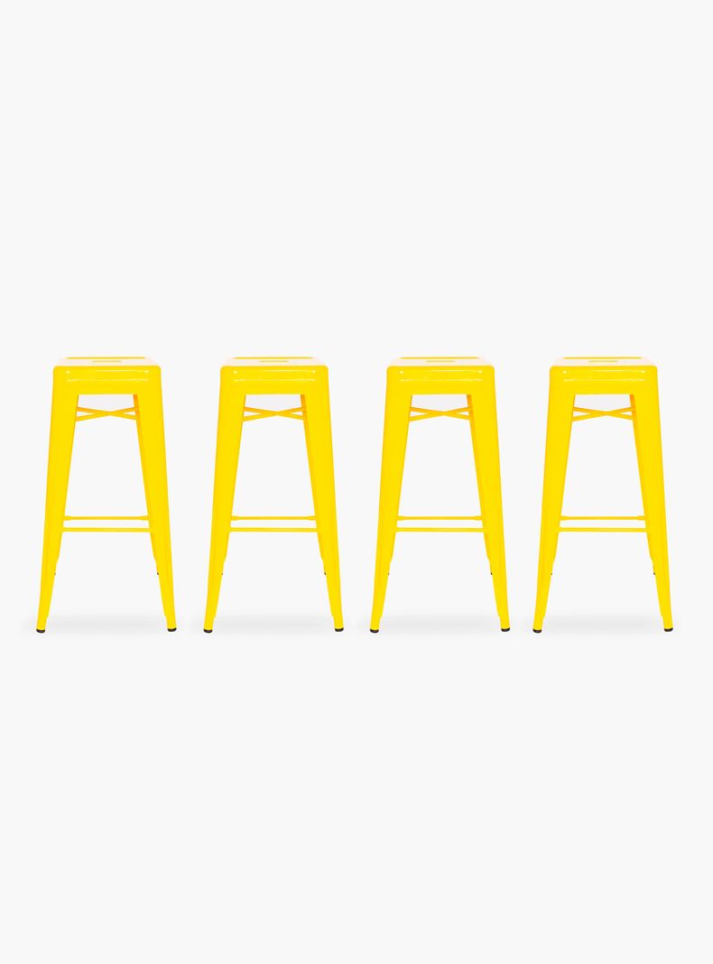 Pack 4 Taburetes Tolix 77 Asiento Metal Amarillo-0