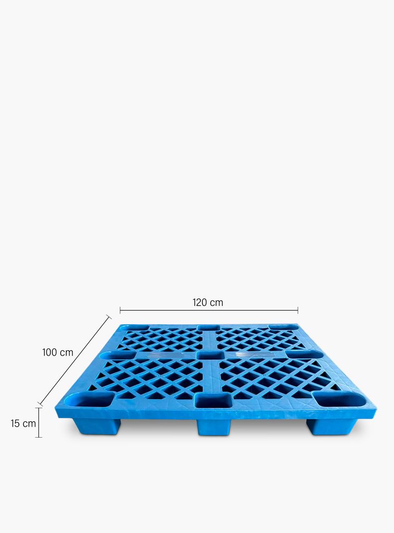 Pallet Plástico HDPE 9 Tacos 120x100x15 Azul-4