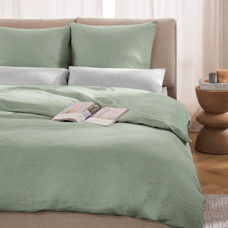 Funda Plumón 100% Lino Portofino 1,5 Plazas Menta-0