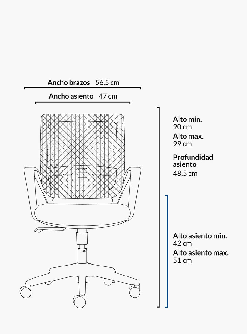 Silla Oficina Job Base Nylon Gris Claro-6