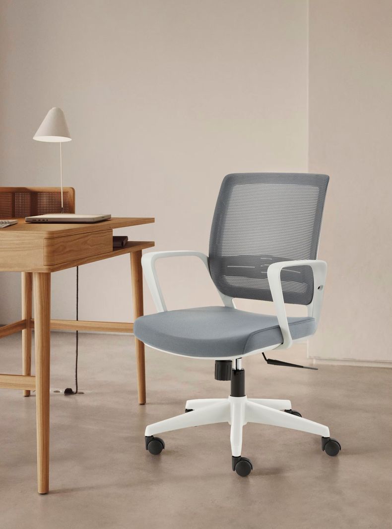 Silla Oficina Job Base Nylon Gris Claro-1