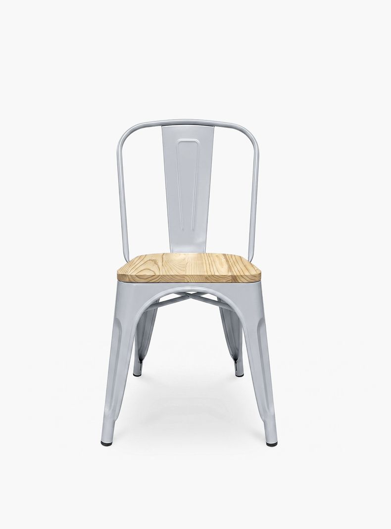 Silla Tolix Madera Metal Plata