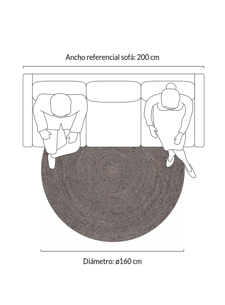Alfombra redonda Yute Gobi ⌀160 Gris-5