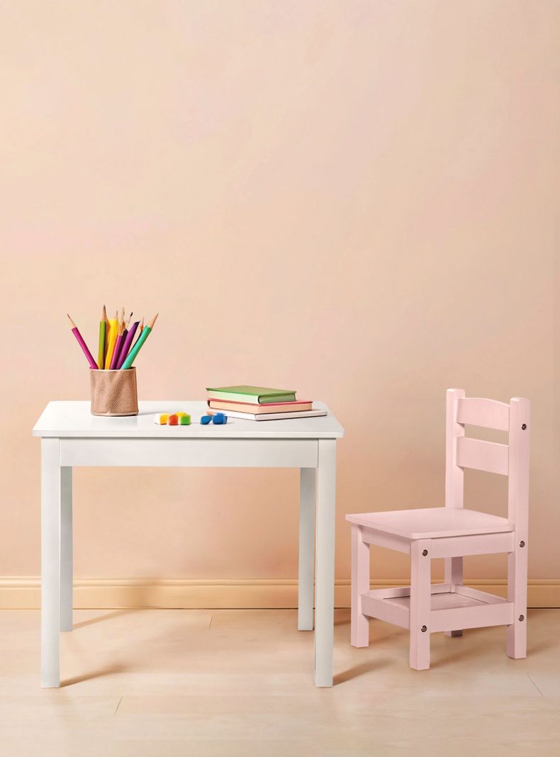 Pack Kids 1 Mesa 2 sillas Olivia Blanco/Rosado-1
