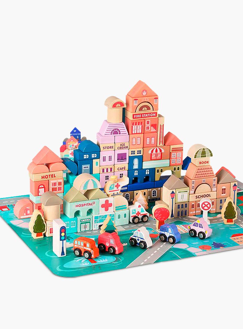 Bloques de Construcción Infantil de Madera Santiago Multicolor-0