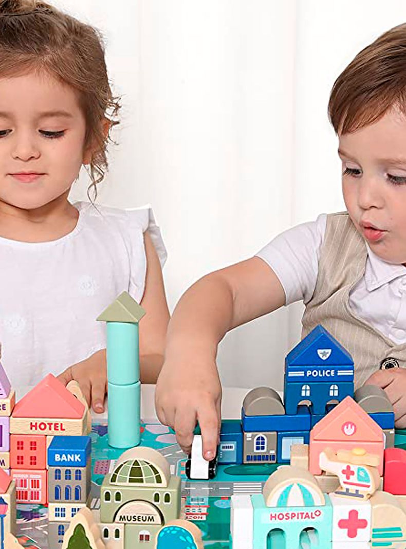 Bloques de Construcción Infantil de Madera Santiago Multicolor-6