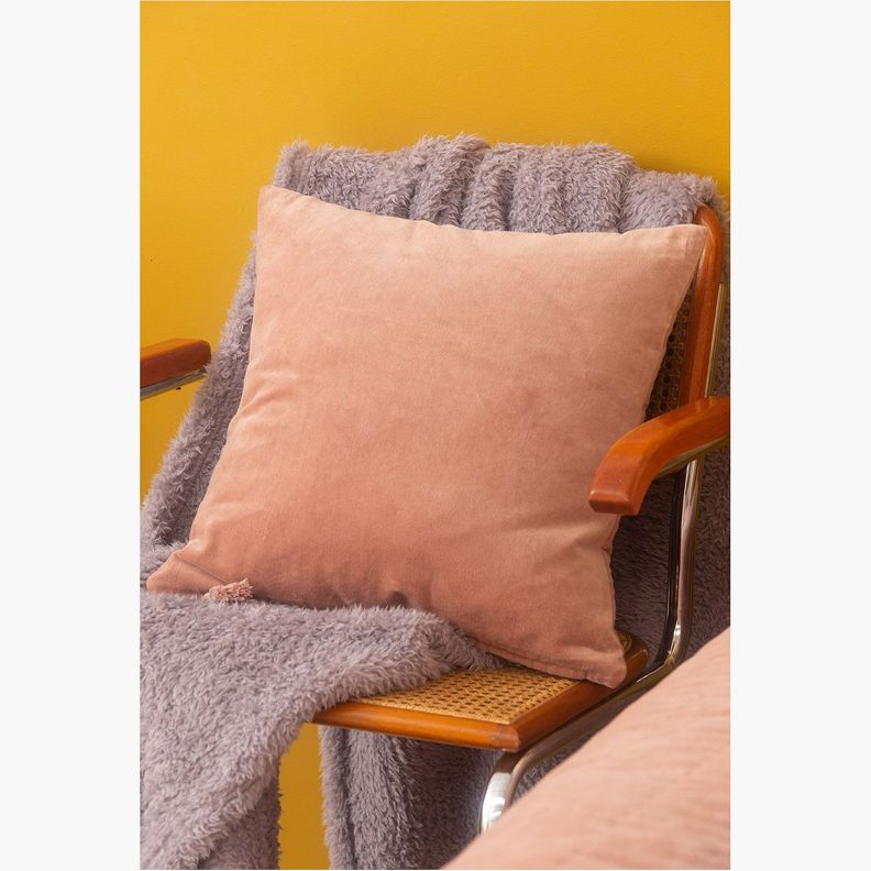 Funda Cojin Velur 45x45 Rosa Envejecido-1