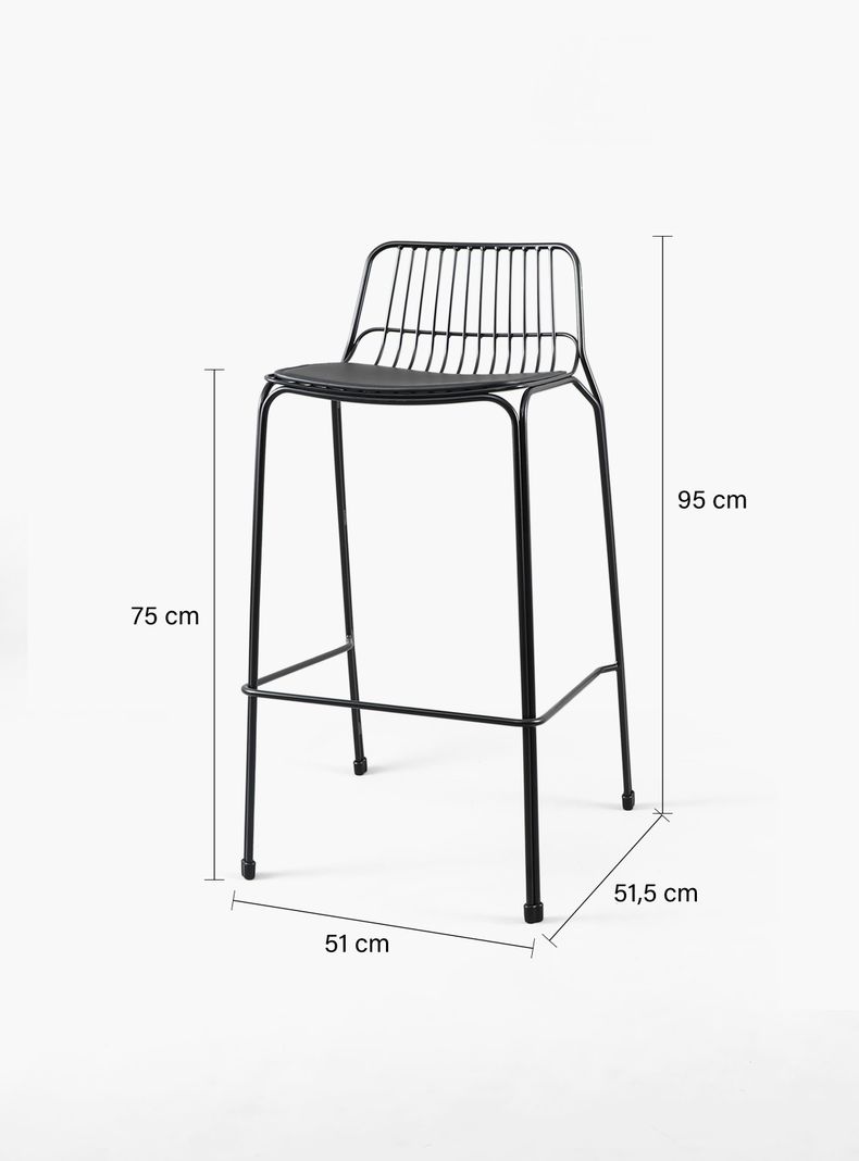 Taburete Alto Metal Isabella Negro-1