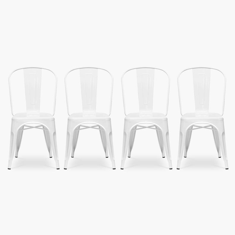Pack 4 Sillas Tolix Asiento Metal Blanco-0