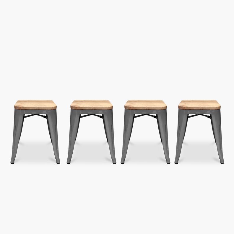 Pack 4 Pisos Tolix Asiento Madera Metal-0