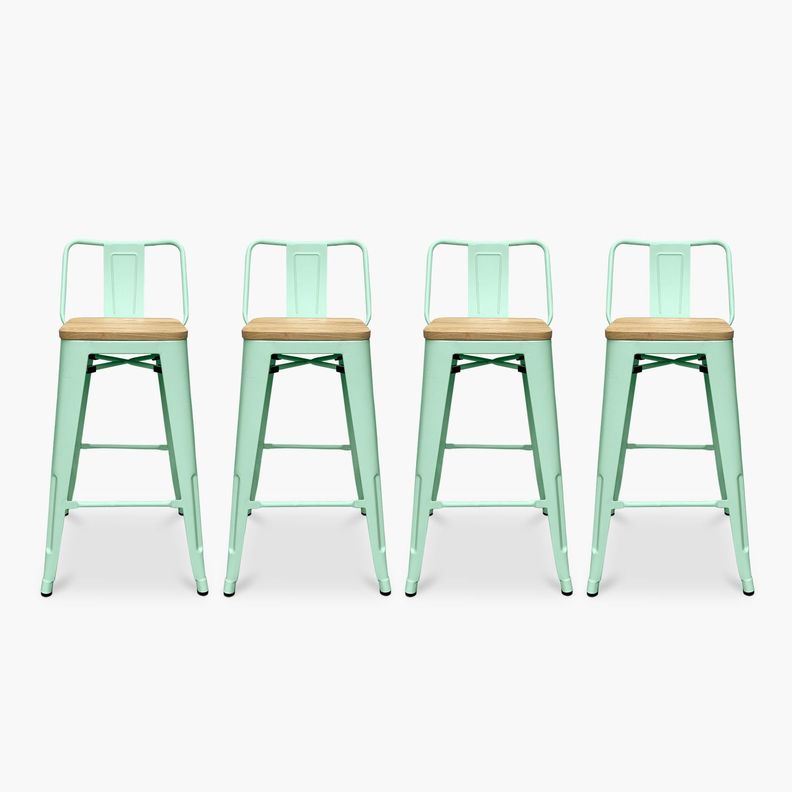 Pack 4 Tolix Taburetes c/resp 66 Madera Menta-0